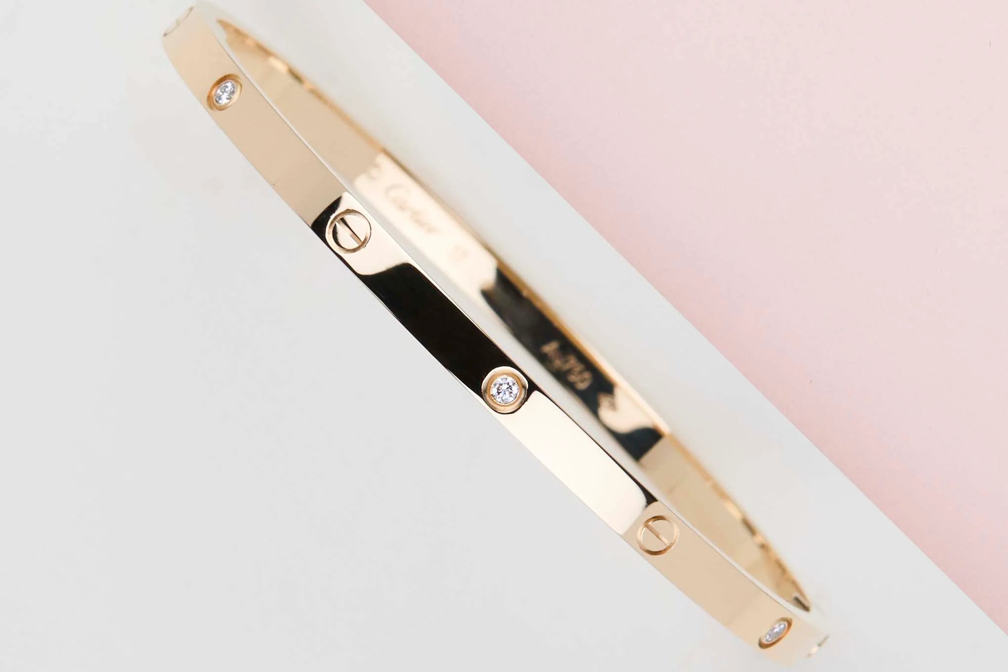Love Bracelet Small - Yellow Gold & 6 Diamonds - Size 17 - B&P