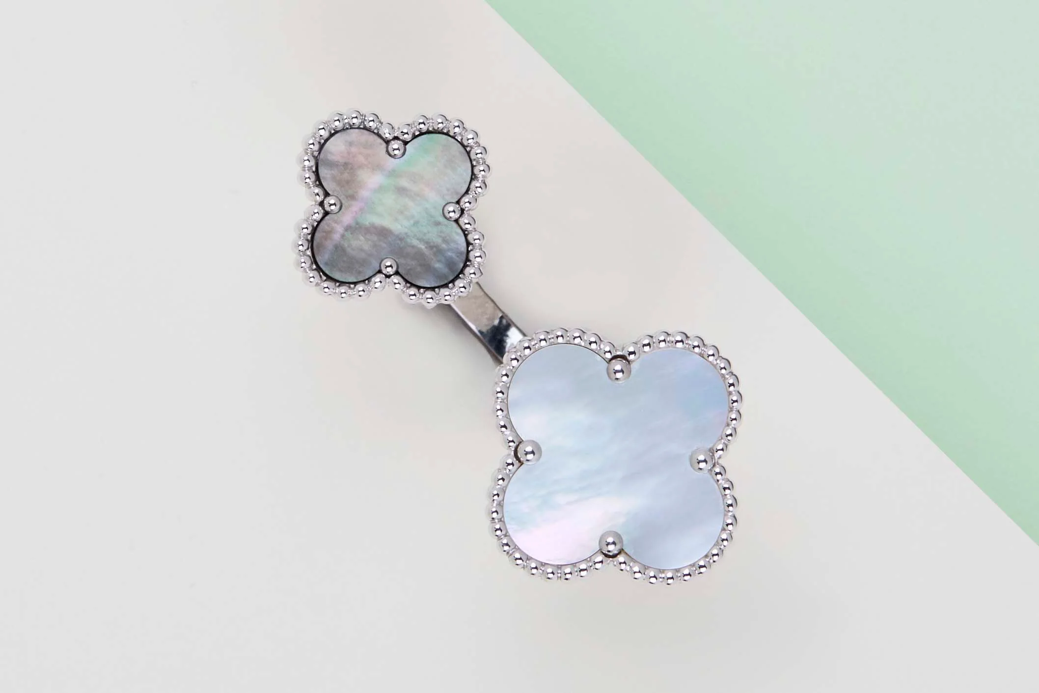 Magic Alhambra Open Ring - White Gold and Mother of Pearl - 56 - B&P