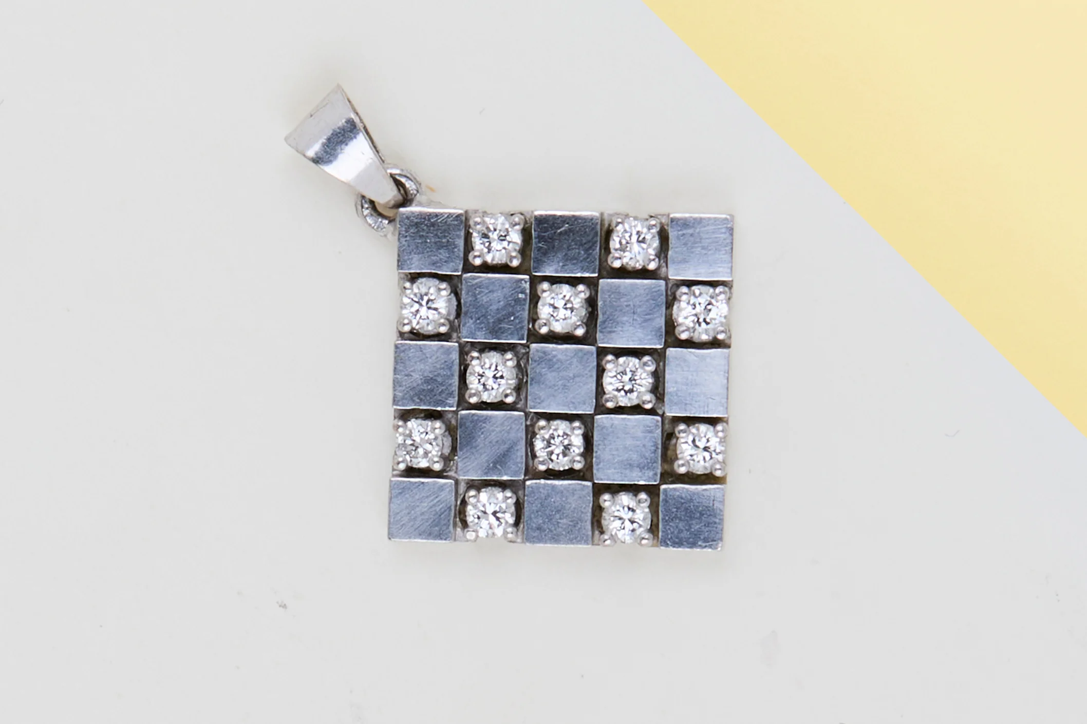 Pendant - 18ct. White Gold & Diamonds - 1.5 x 1.5 CM