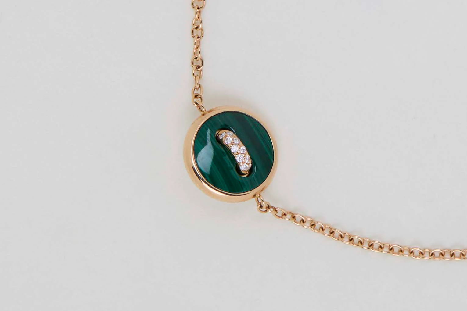 Pom Pom Dot Bracelet - Rose Gold - MOP/Malachite & Diamonds - 16/18CM - B&P - Image 3