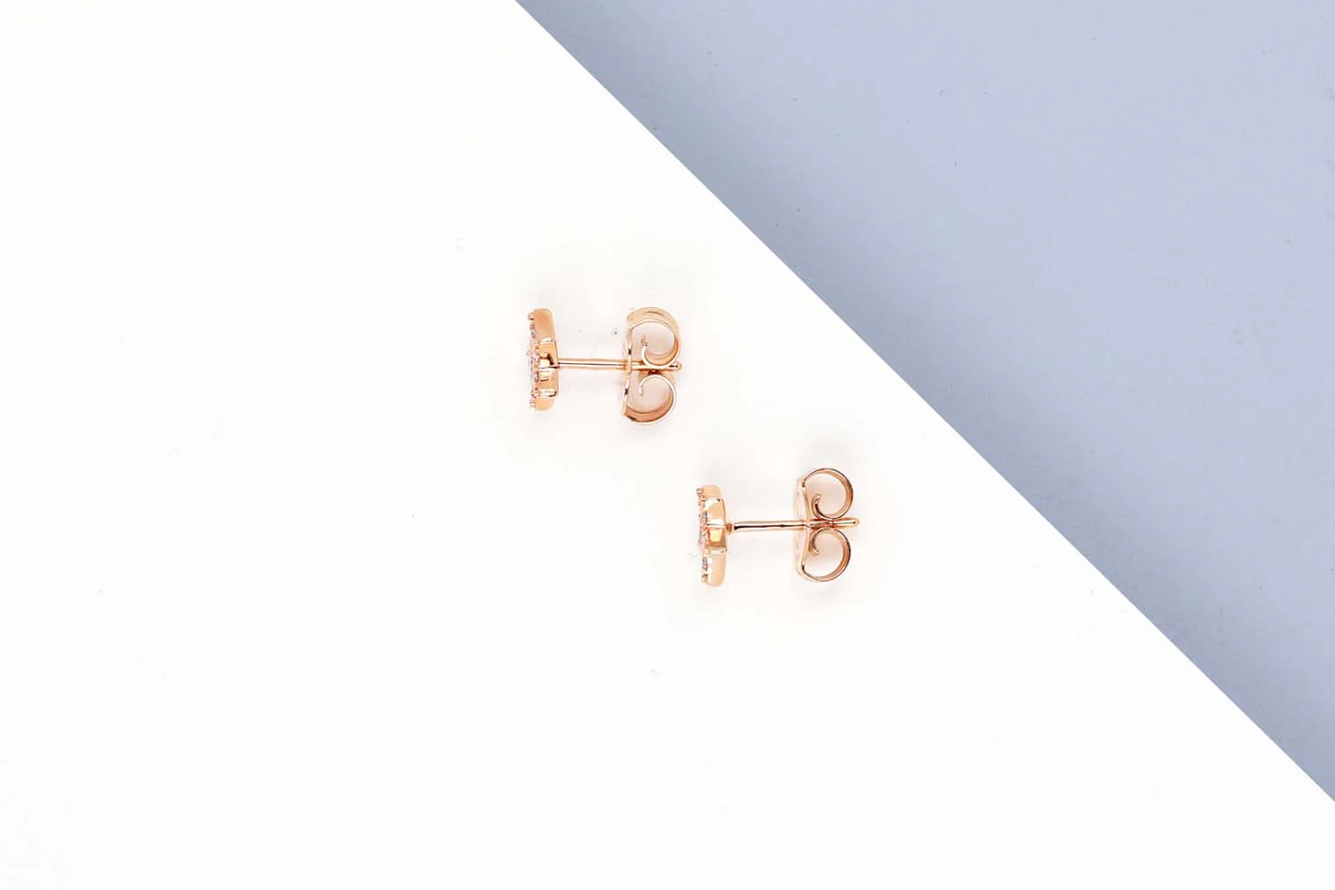 Rose Gold Earrings - Diamonds - Image 2