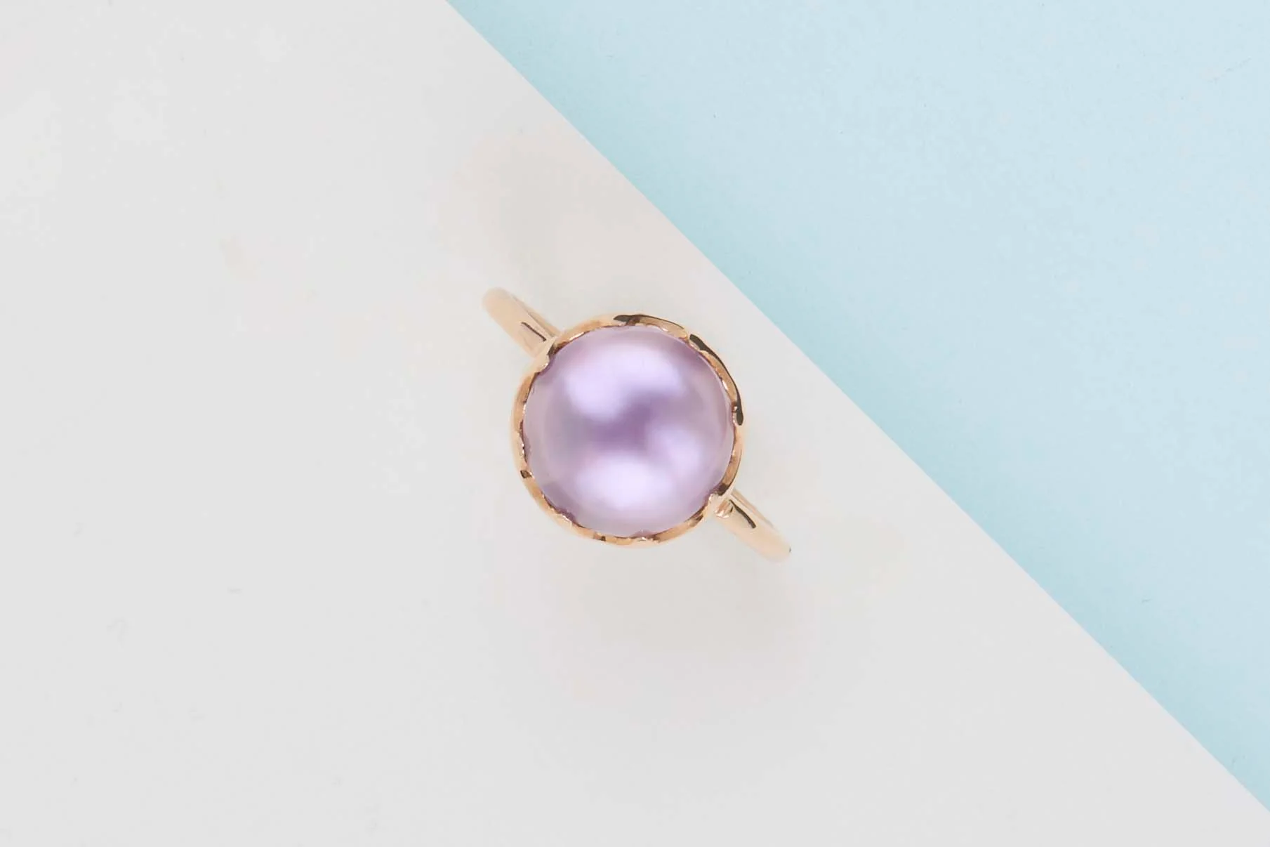 Rose Gold Ring - Amethyste and Mother of Pearl - Size 53 - Image 2