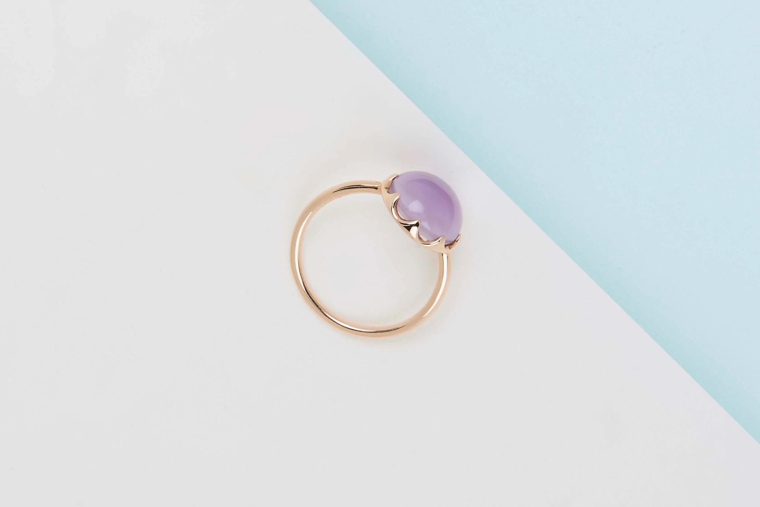 Rose Gold Ring - Amethyste and Mother of Pearl - Size 53 - Image 3