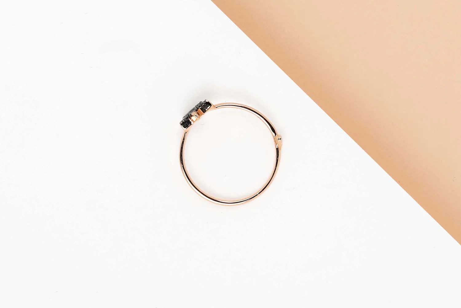 Rose Gold Ring - Black Diamond - Size 52 - Image 3