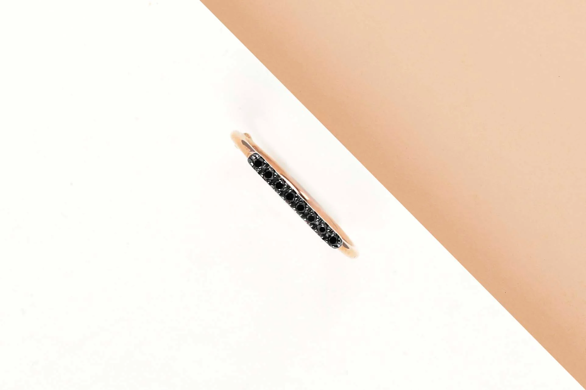 Rose Gold Ring - Black Diamonds - Size 53 - Image 2