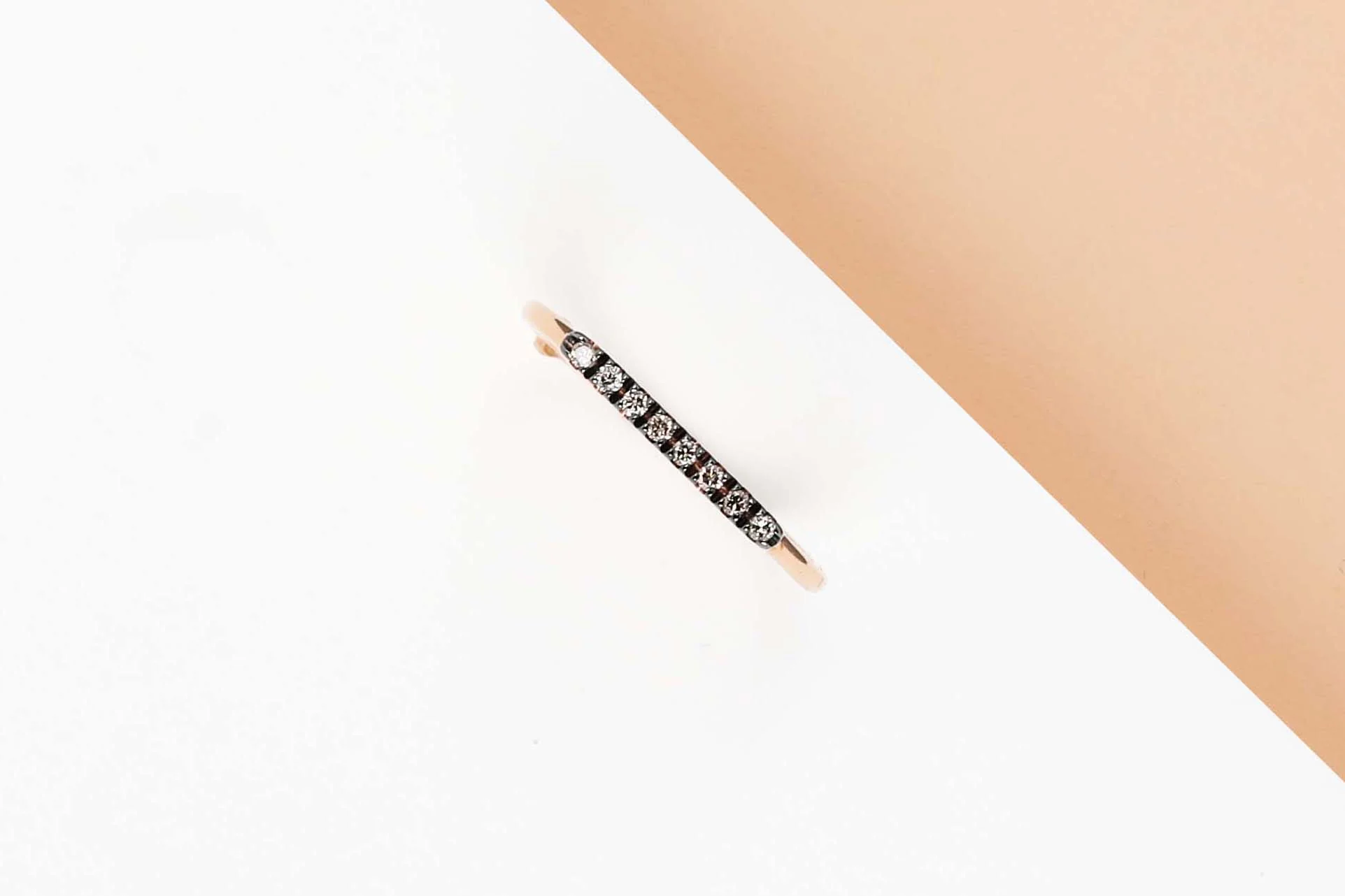 Rose Gold Ring - Brown Diamonds - Size 54 - Image 2