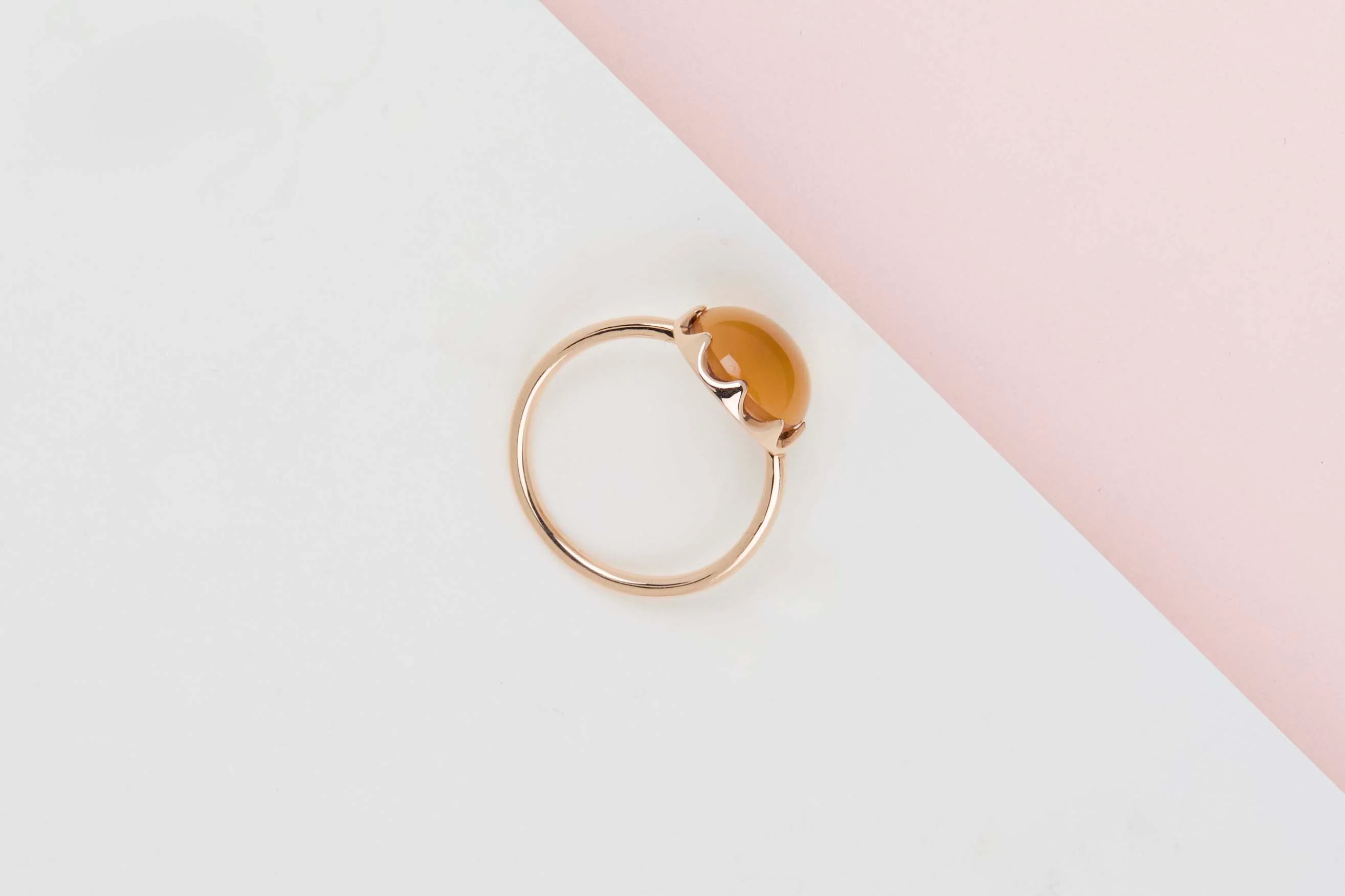 Rose Gold Ring - Citrine Quartz and Mother of Pearl - Size 52 - Image 3