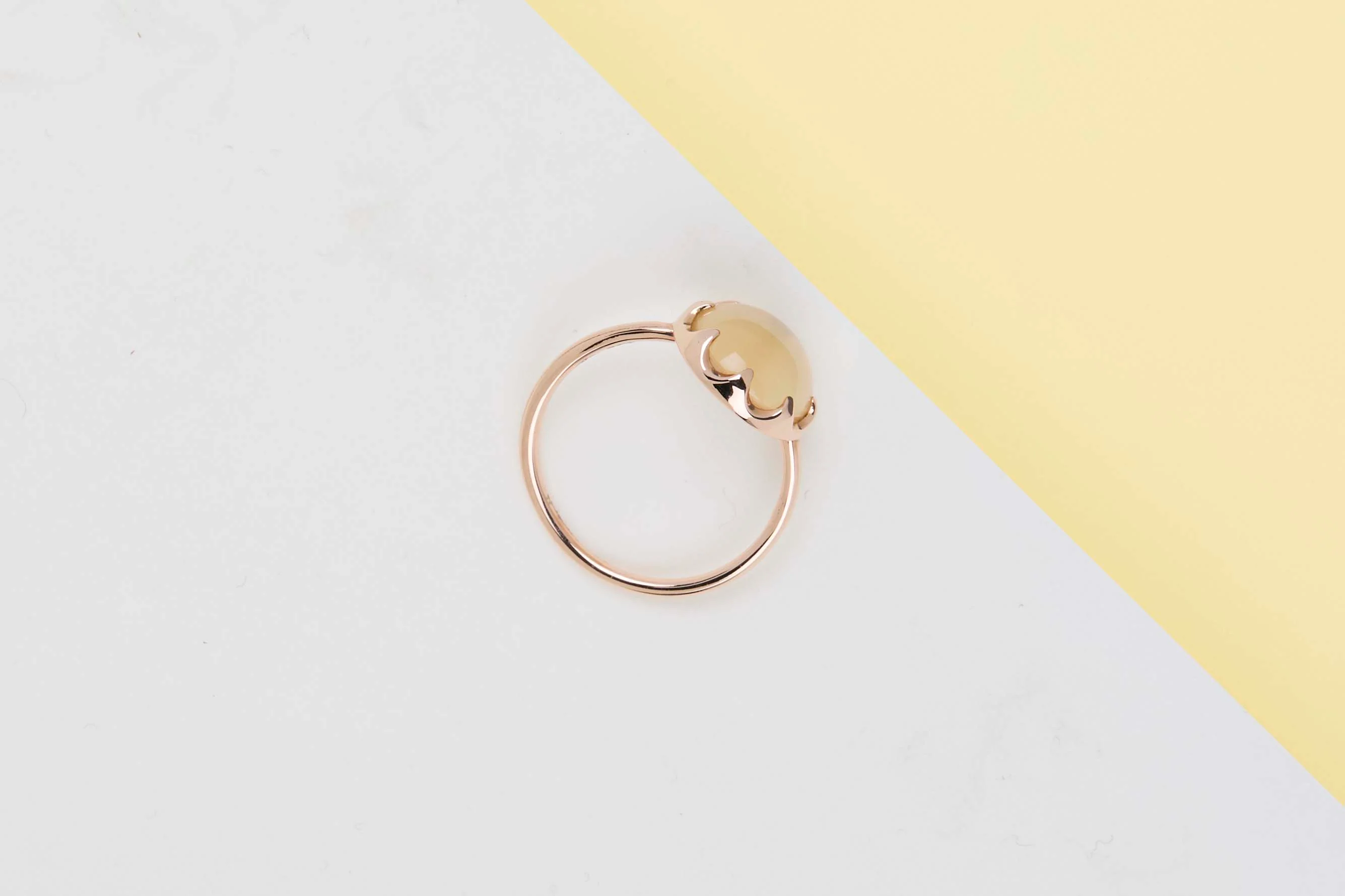 Rose Gold Ring - Citrine Quartz and Mother of Pearl - Size 54 - Image 3