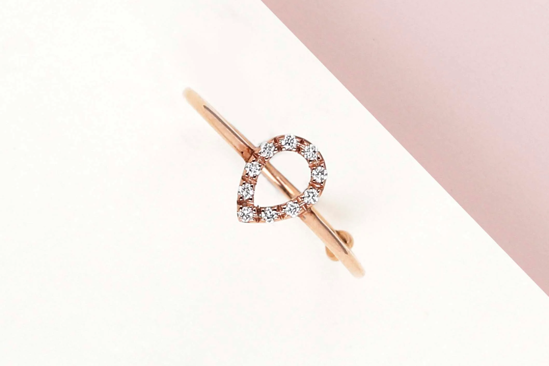 Rose Gold Ring - Diamonds - Size 54