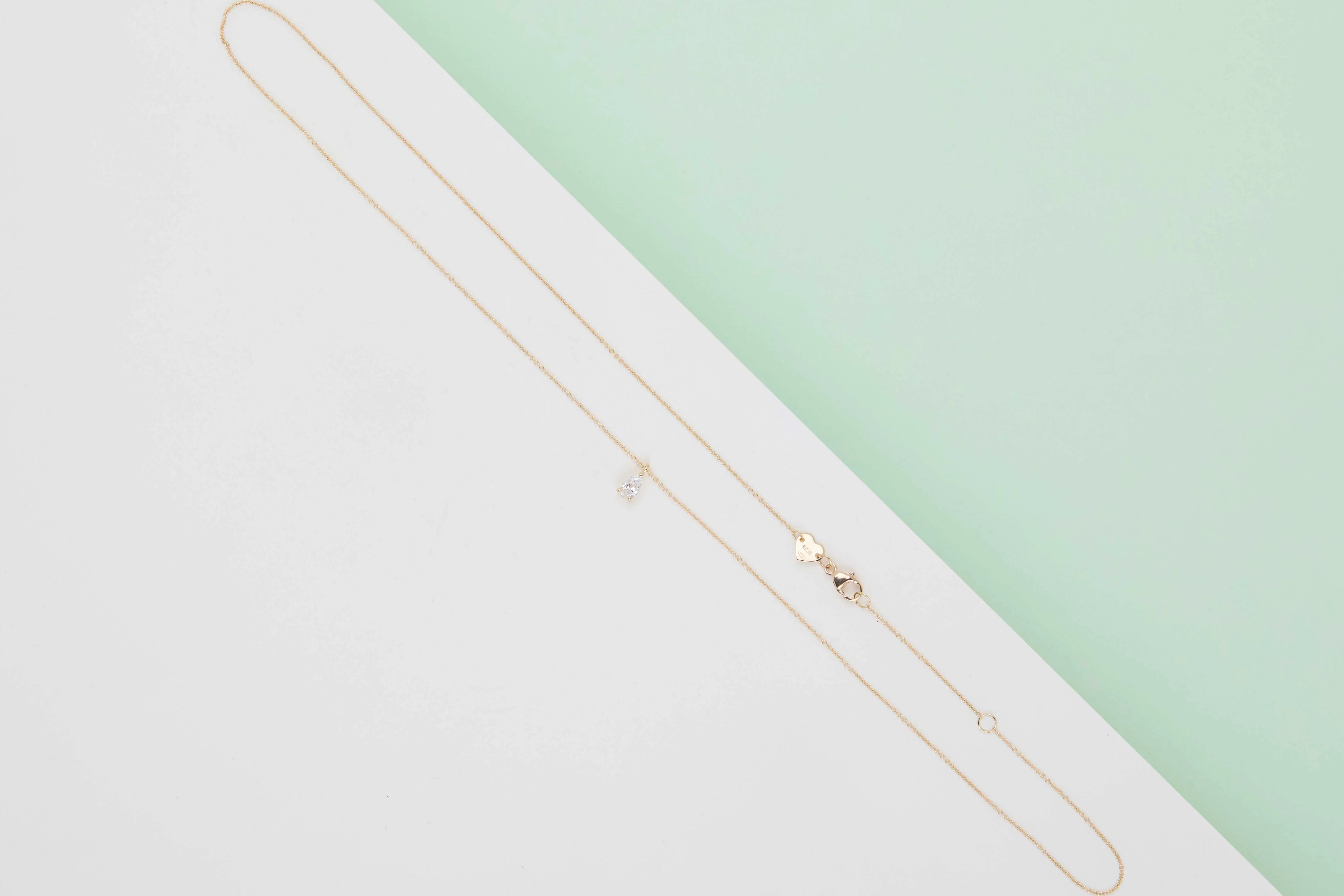 Yellow Gold Necklace - Diamond - 40 CM - Image 2