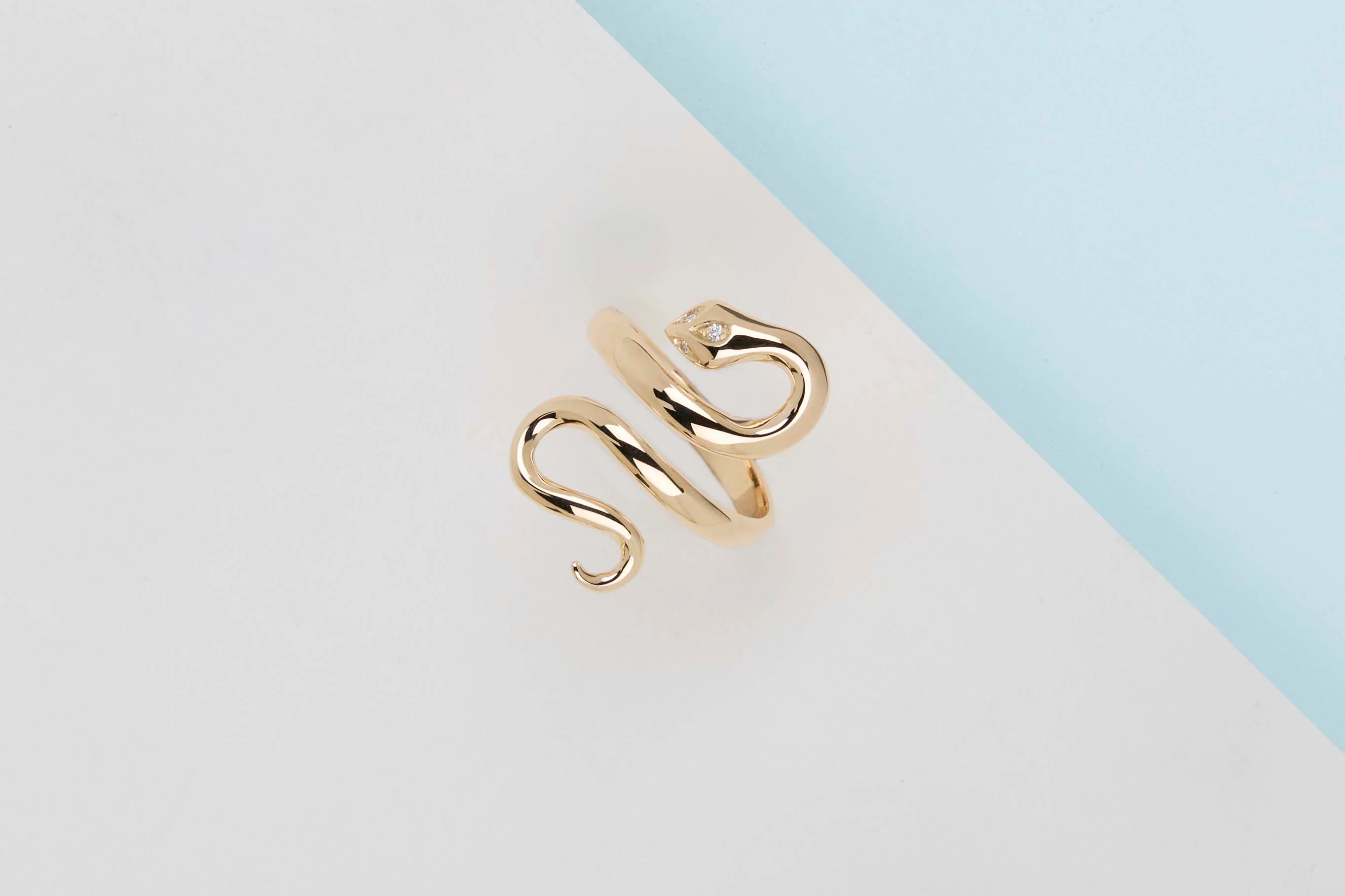 Serpent Ring - Yellow Gold & Diamonds - Size 55 - Image 2