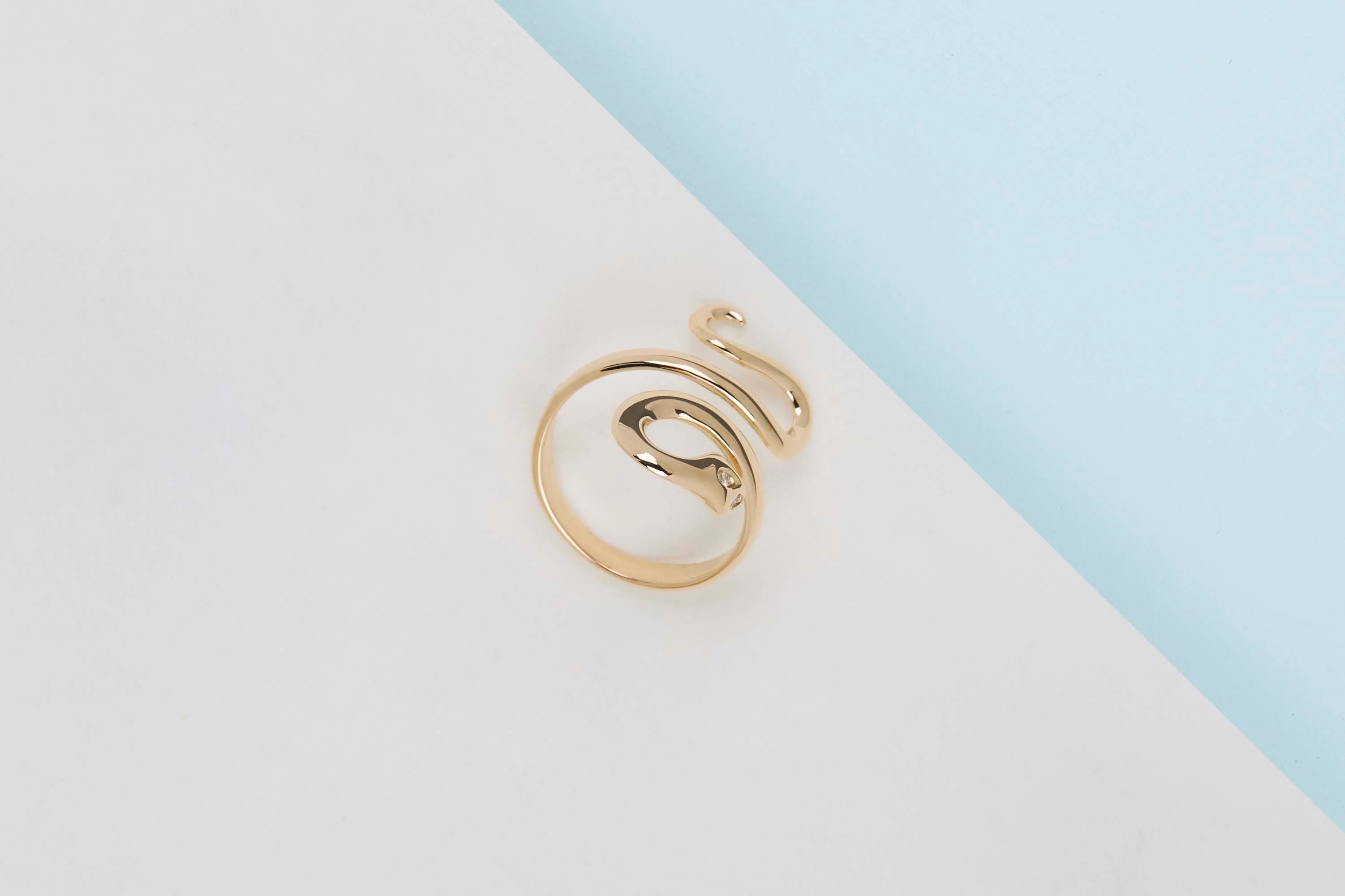 Serpent Ring - Yellow Gold & Diamonds - Size 55 - Image 3