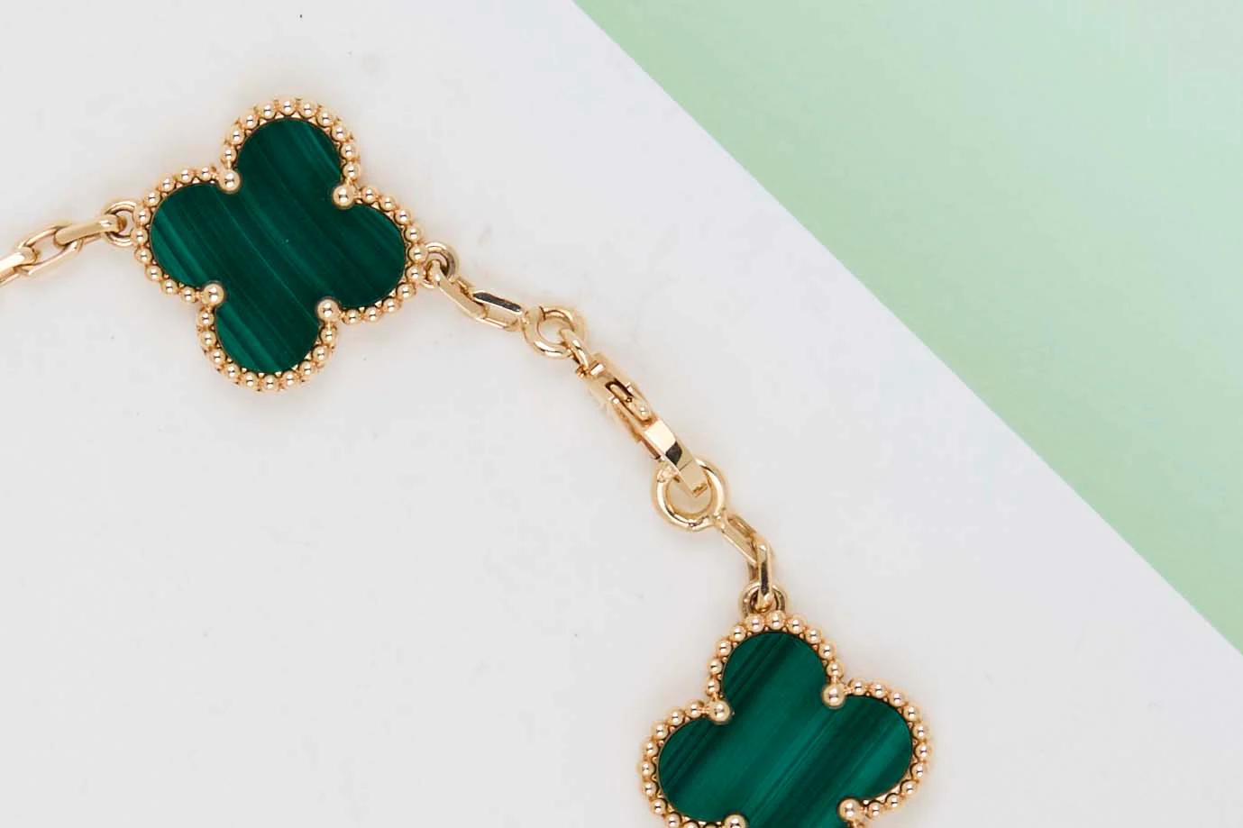 Vintage Alhambra Bracelet - 5 Motifs - Malachite - 18,5 CM - B&P - Image 2