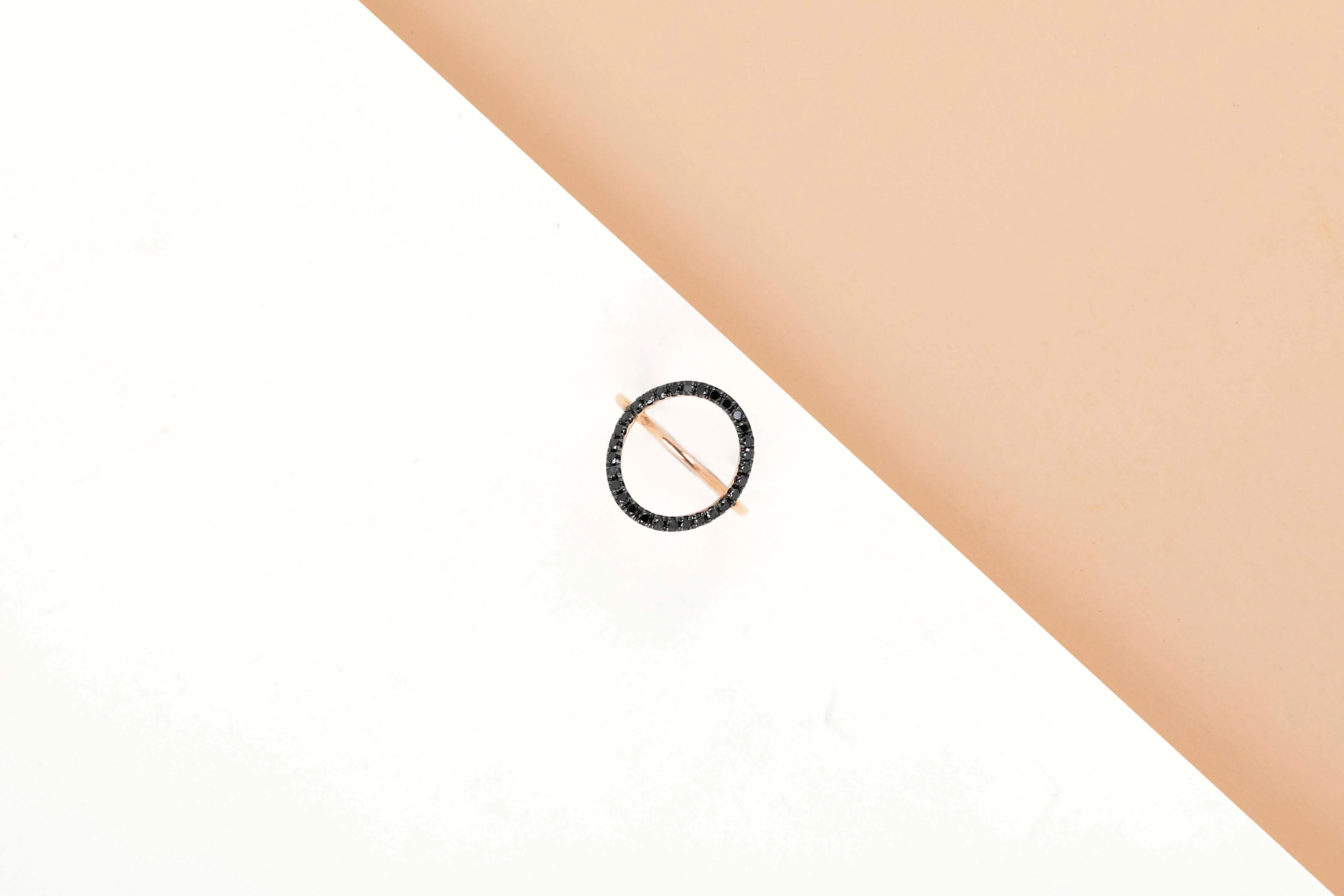 Rose Gold Ring - Black Diamonds - Size 54 - Image 2