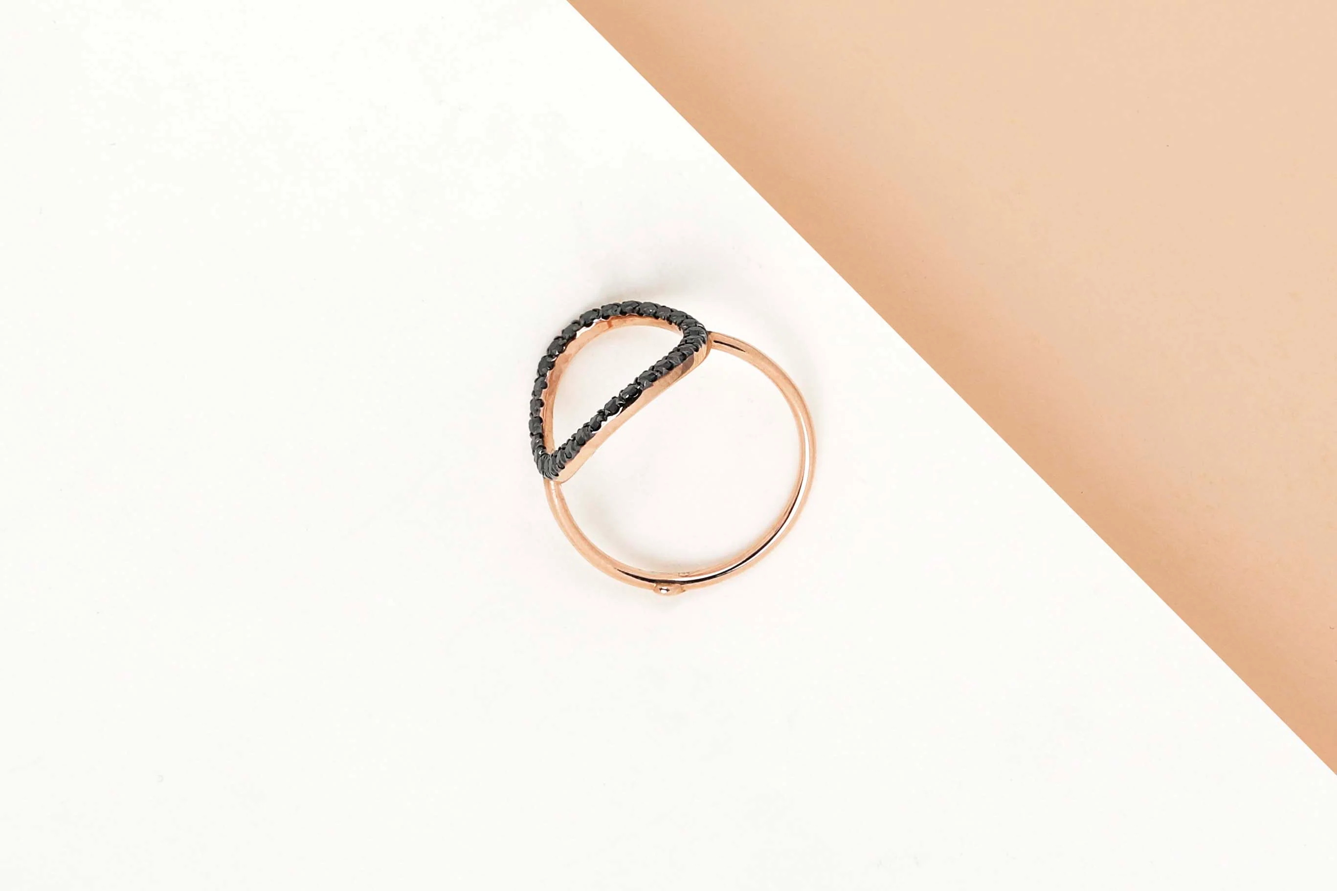 Rose Gold Ring - Black Diamonds - Size 54 - Image 3