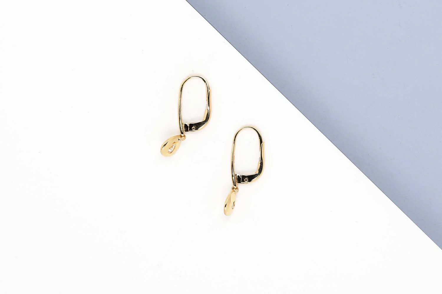 Yellow Gold Earrings - Diamonds - Image 2