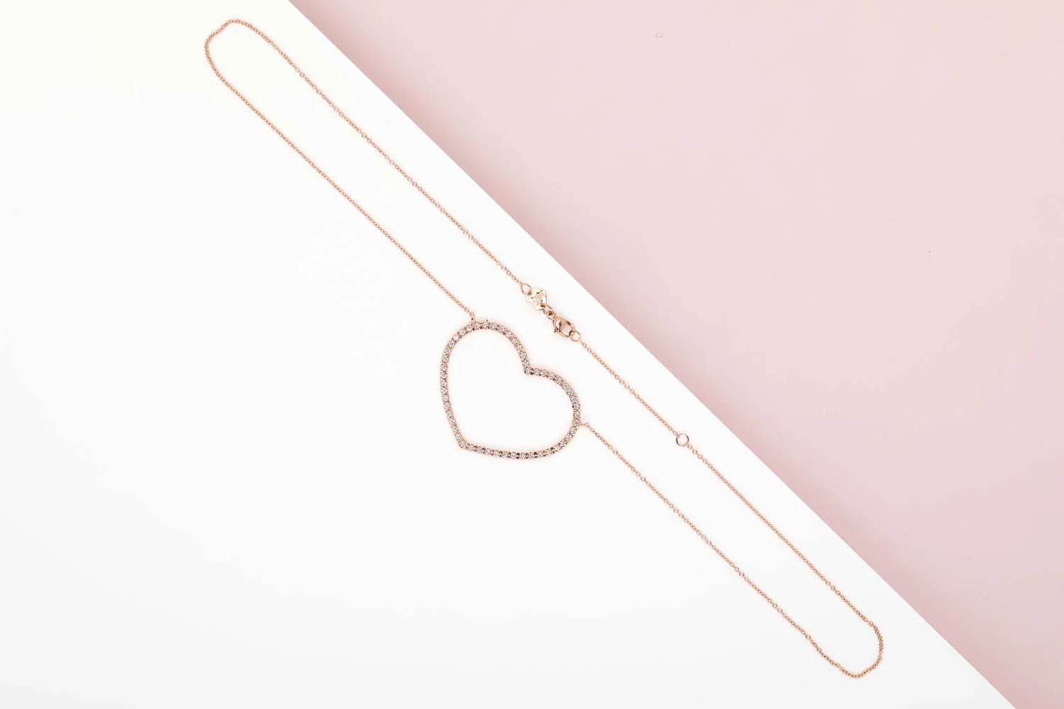 Rose Gold Necklace - Diamonds - 36 CM